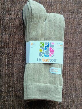 NEW Boy's TIc Tac Toe Dress Socks Bundle - 3 Pairs - Beige, Tan, Brown